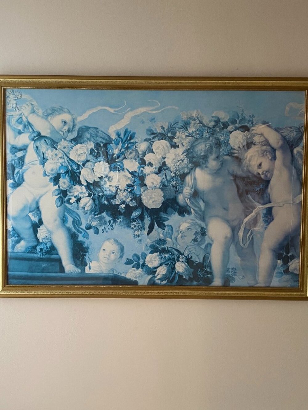 Cherub Angels & Flowers Framed Wall Art
